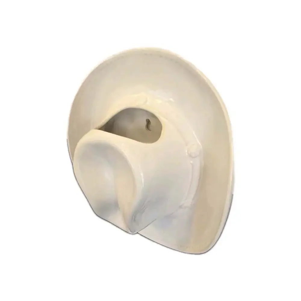 Vintage White Ceramic Western Cowboy Hanging Wall Pocket Vase Planter
